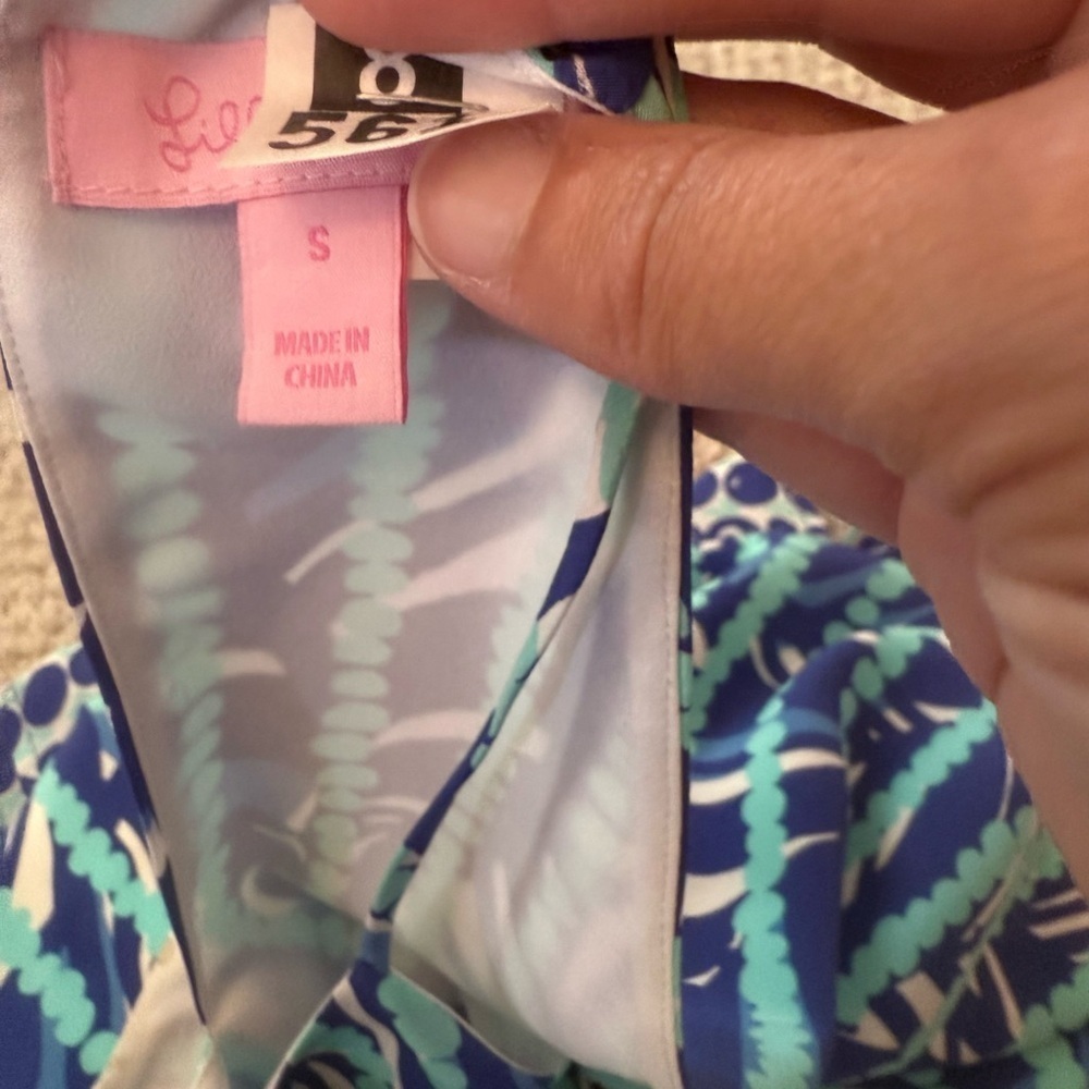 Lilly Pulitzer Silk Halter Tank Top Size Small | Samba Leaf Dot Print - Picture 5 of 5